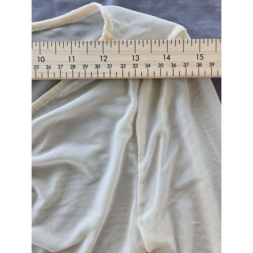 Propaganda Mesh Pull Over Ruched Cinched Top Ivory Women Sz M Y2K Whimsy Festive - Picture 14 of 16